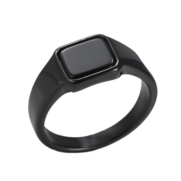 PAURO Men's Stainless Steel Stone Ring Square Black Onyx Gemstone Signet Rings Statement Ring Black Size 9