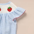 thumbnail image 4 of ZEHJUHAN Baby Girl Sweet Romper Flying Sleeve Check Bodysuit with Strawberry Embroidery For Summer Blue，0-3M, 4 of 5