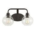 thumbnail image 3 of JONATHAN Y Sandrine 17.5" 2-Light Iron/Seeded Glass Cottage Rustic LED Vanity Light, Oil Rubbed Bronze, 3 of 7