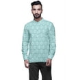thumbnail image 1 of Atasi Kurta en Coton à Manches Longues à Revers pour Hommes Col Mandarin Chemise Ethnique Imprimée, 1 of 1