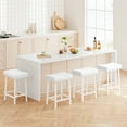 thumbnail image 5 of 24 Inch Backless Saddle Barstools Set of 2, Counter Height Upholstered Padded Barstools with Curved Surface, Metal Leg and Footrest, for Kitchen Counter, Home Bar, 5 of 8