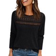 thumbnail image 3 of Camisa de Larga con Encaje para Mujer, Top de Otoño, Moda Elegante, Informal, Tipo Túnica, Suéter, Ropa de . Negro XL, 3 of 8