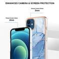 thumbnail image 4 of ELEHOLD for iPhone 12/iPhone 12 6.1 inch Marble Case, Clear Electroplated Frame Soft TPU Anti-Scratch Wear-Resistant Wireless Charging Slim Fit Transparent Case for iPhone 12/iPhone 12 Pro, Blue, 4 of 5