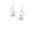 thumbnail image 2 of Delight Jewelry Silvertone Small ''Princess'' Crown with Pink Crystals Open Heart French Earrings, 2 of 4