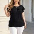 thumbnail image 2 of Tqcoqu Plus Size Tops for Women Summer 2026 Short Sleeve Shirts Tunics Round Neck Casual Loose Blouses,Black Women's L-XXXXL, 2 of 7