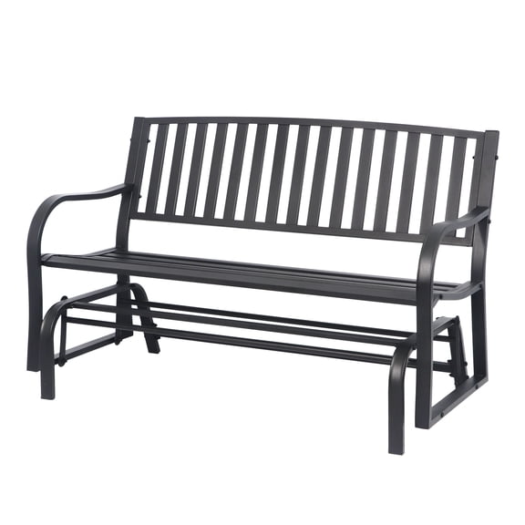 Ultrashades Outdoor Metal Glider Bench, 2‑Person Patio Swing Gliding Bench, Steel Rocking Bench for Backyard, Garden, Lawn, Porch, Black