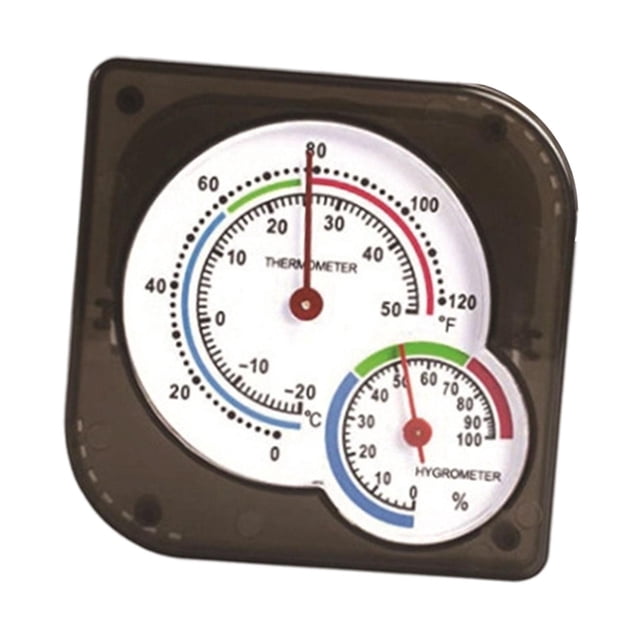 Termómetro higrómetro de mesa para interiores con dial y medidor de temperatura y humedad en Fahrenheit. Mini para pared o habitación.