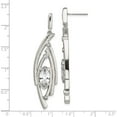 thumbnail image 6 of Stainless Steel Polished Textured Marquise Shape Cz Post Dangle Earrings Made In China sre790, 6 of 6