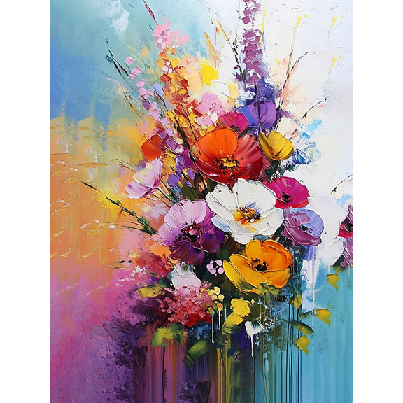 Vibrant Floral Bouquet Canvas Painting/Wall Art, Suitable for Living Room, Bedroom, Dining Room, Office, and Hallway Decoration.