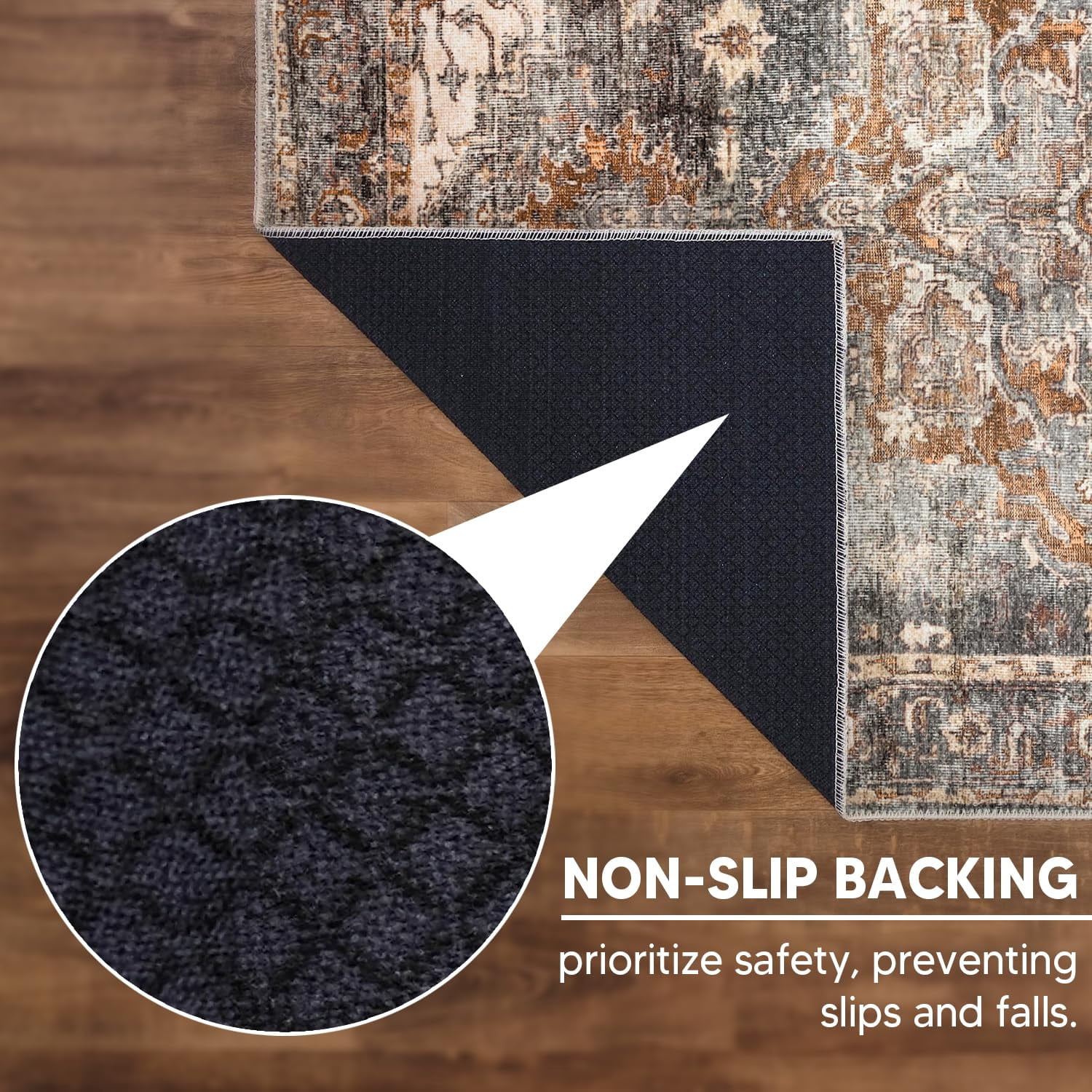 Keen Home Design Machine Washable Area Rugs with Non-slip Backing, Ideal for Hallway, Living Room, Bedroom, Kitchen and Laundry Room, Vintage Moroccan and Low Pile Rug - ( 8' x 10' )