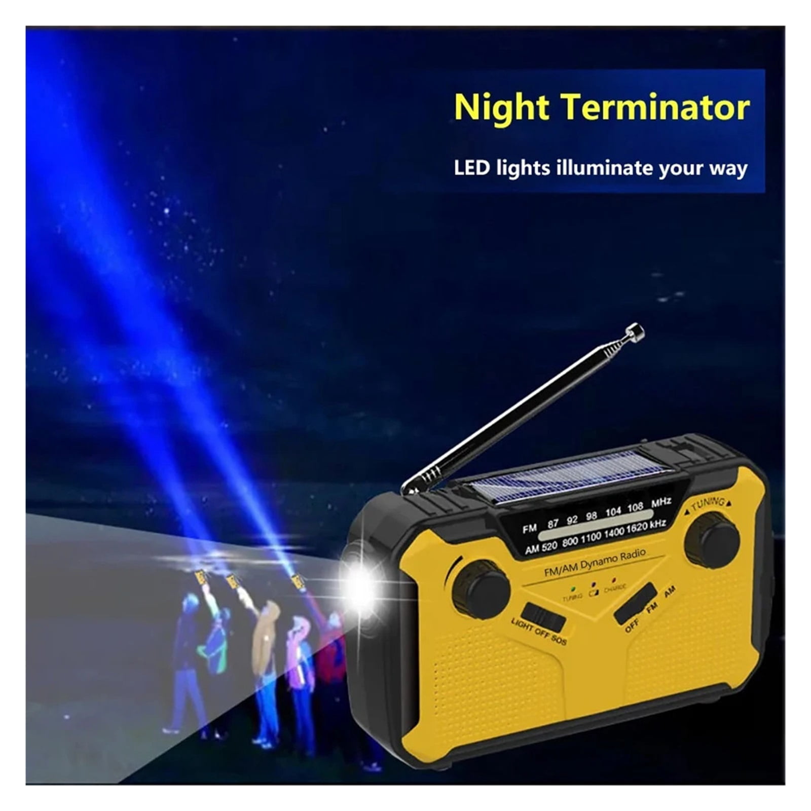 Hand Crank Radio with LED Flashlight Power Bank SOS Solar Radio Emergency Weather Radio for Emergency Camping Survival ,Listen Anytime, Anywhere