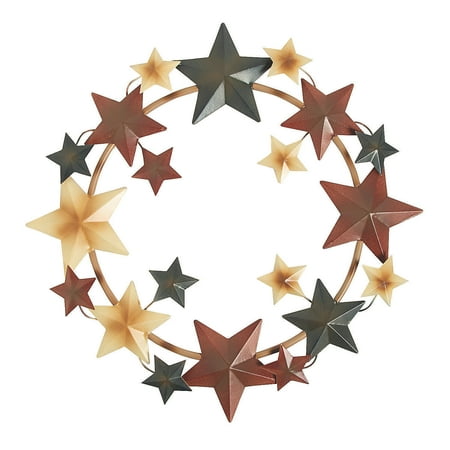 Americana Wreath - Fun Express - Americana Star Wreath for Fourth of July - Home Decor - Decorative Accessories - Wall Decor - Fourth of July - 1 Piece