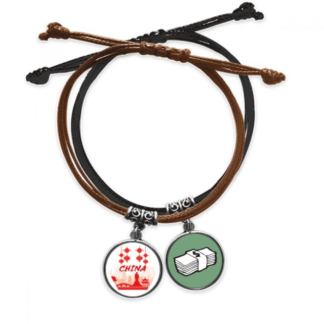 Rojo silueta histórica china Pulsera Cuerda Mano Cadena Cuero Dinero Pulsera Unbranded M