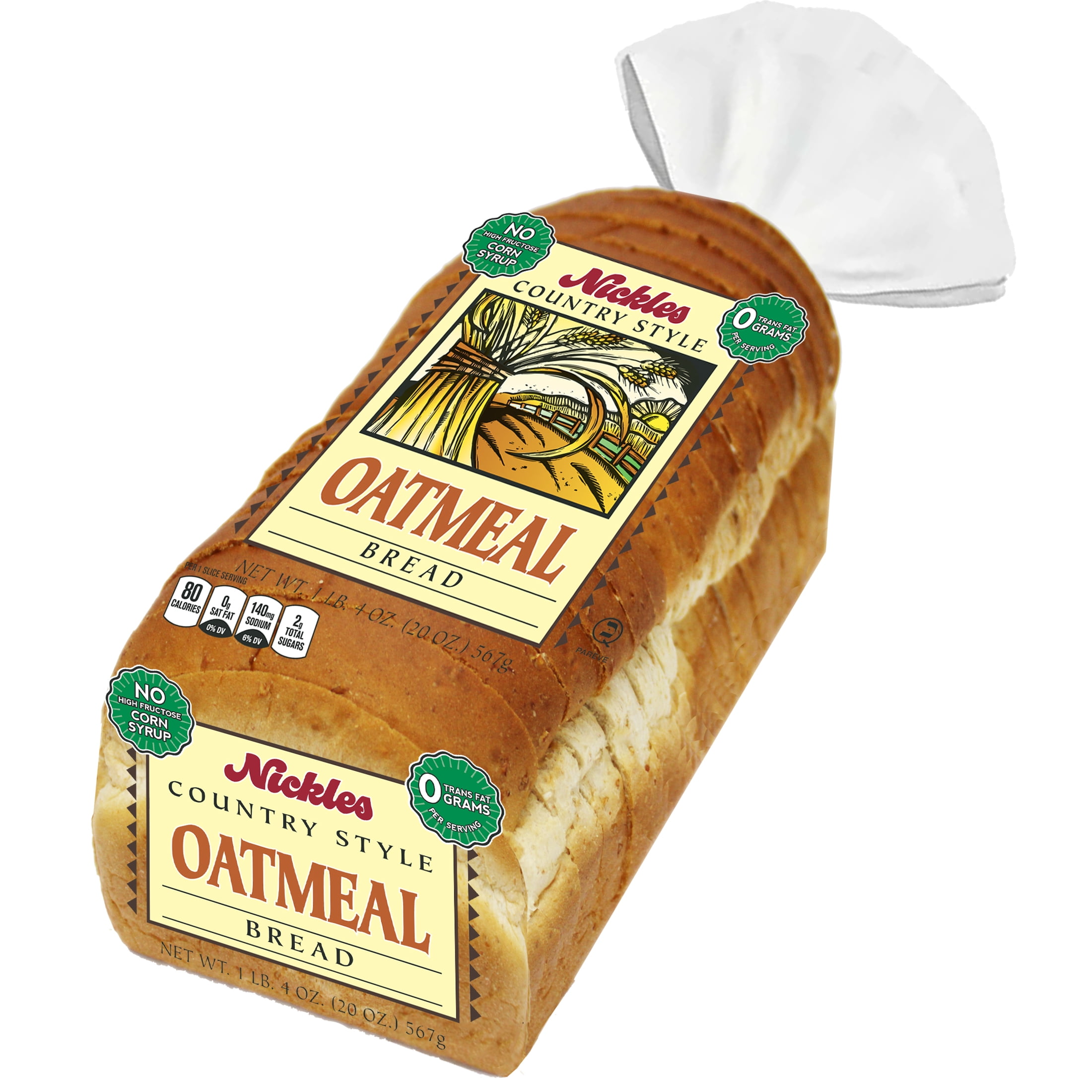 Nickles Bakery Split Top Oatmeal Bread, 20-ounce Loaf.