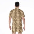 thumbnail image 2 of Wooden Tiki Pattern Short Sleeve Men'S Rompers, Aloha Tropical Hawaiian Tiki Casual Summer Jumpsuits Outfit, 2 of 4
