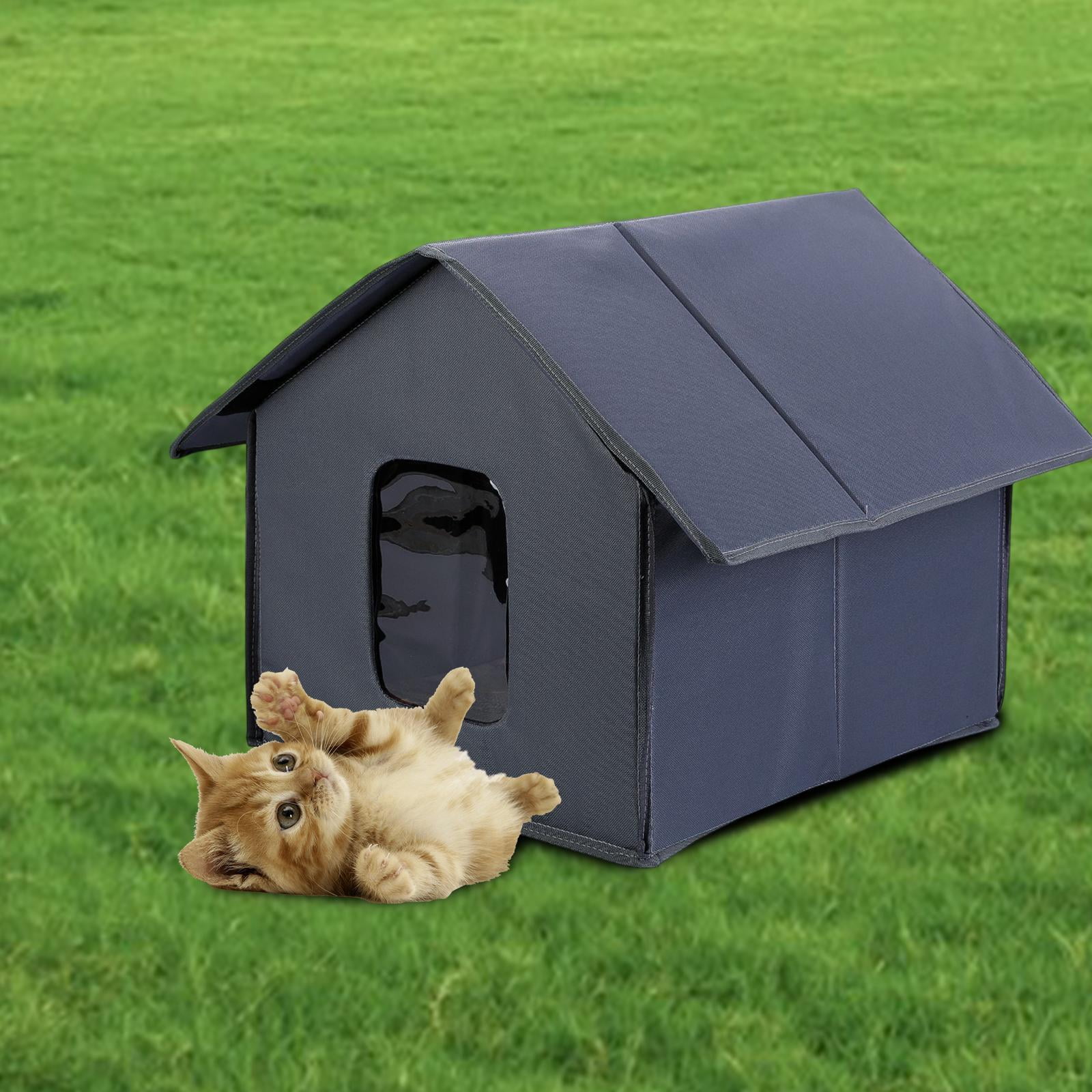 TOOYFUL Stray Cat Shelter Dog House Warm Dog Bed Outdoor Cat House for Puppy Dog Cat Gray Pointed Top