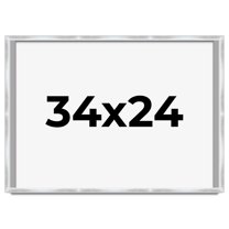 34x24 Frame Silver Whitewashed Wood Grain Solid Wood Shadow Box | 0.75 Inch Moulding Width | 0.75