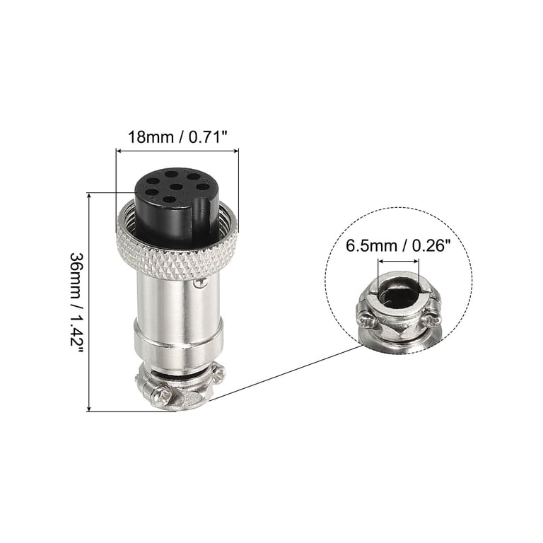 Uxcell Aviation Connector GX16 7 Pins 16mm Silver Female Wire
