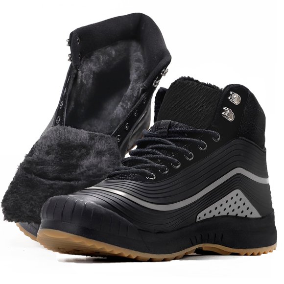 ulogu Bottes de Neige Hommes Imperméables Isolées Bottes Canard Noir Doublées de Fourrure Bottillons Chauds Légers Confortables Chaussures de Marche d'Hiver Zapatos Botas Invierno Para hombres