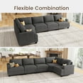 thumbnail image 3 of HONBAY L-Shaped Sectional Modular Corner Sofa Oversized Corduroy Couch for Living Room, Grey, 3 of 9