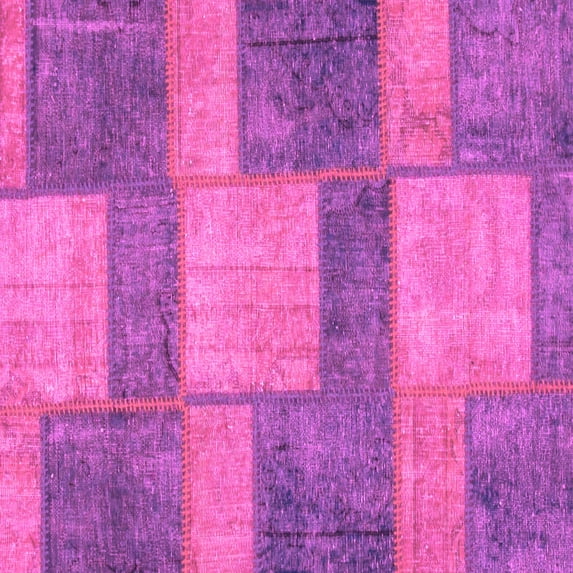 Ahgly Company Indoor Square Patchwork Pink Transitional Area Rugs, 6' Square