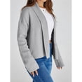 thumbnail image 4 of Cárdigan Corto para Mujer con Chal Abierto Al Frente, Chaqueta de Suéter de Larga de Moda de Otoño 2025 Gris Oscuro L, 4 of 8