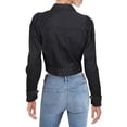 thumbnail image 2 of DANIELLE BERNSTEIN Womens Black Pocketed Puff Shoulders Zip Up Jacket M, 2 of 2