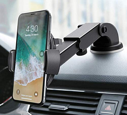 Widras New 2020 Design Dashboard / Windshield Car Phone Mount Washable Strong Sticky Gel Pad w/ One-Touch Design Holder for iPhone 11 XS X 8 7 7s 6 6s Plus Samsung Galaxy S7 S8 S9 S10+ Edge Universal