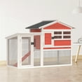 thumbnail image 2 of Phonjoroo Rabbit Hutch Eco-Friendly Wooden Backyard Chicken Coop with Asphalt Sloping Roof, Red, Fits 3 Rabbits, 2 of 9