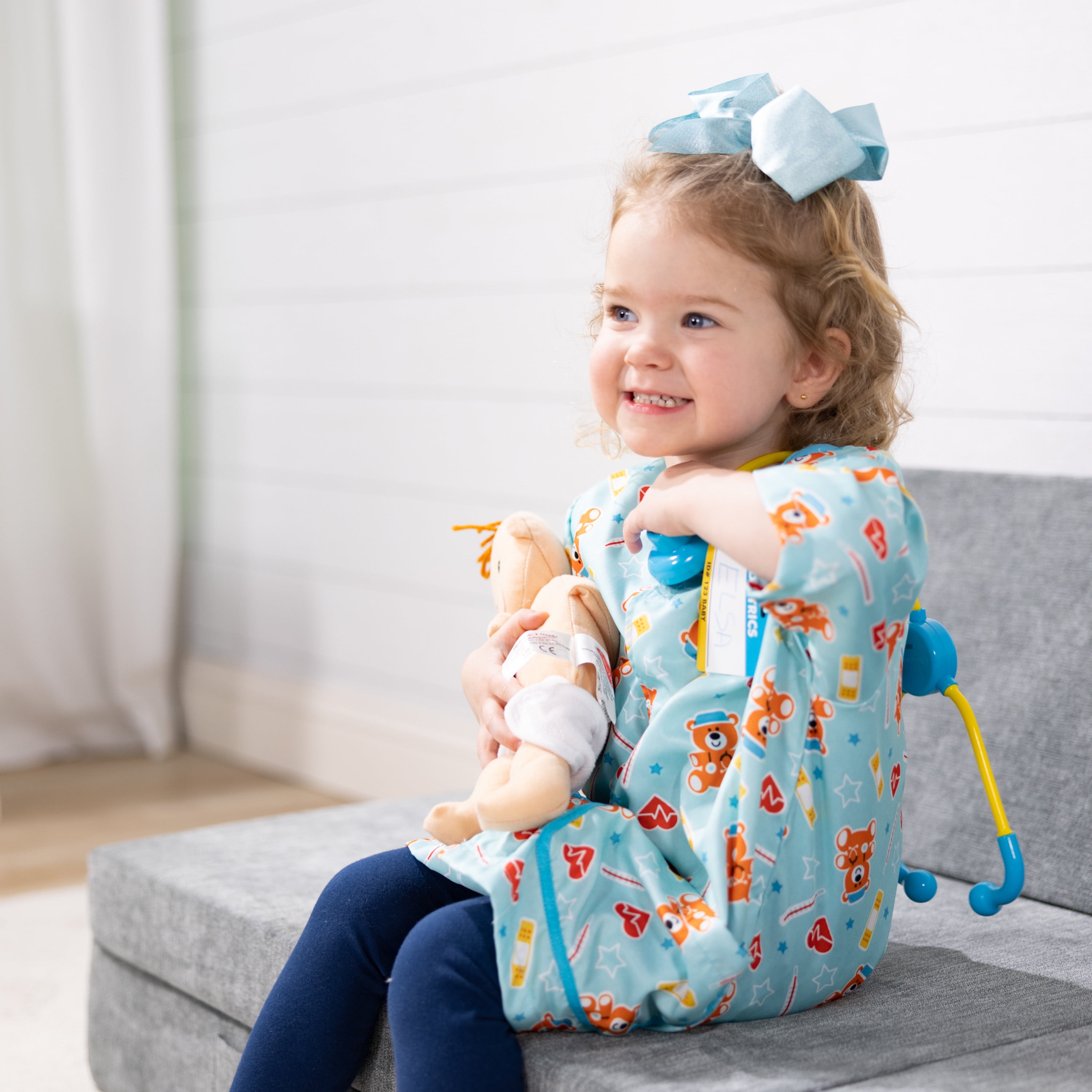 Melissa & Doug Pediatric Nurse Costume Role Play Set (8 pcs) - Includes Baby Doll, Stethoscope