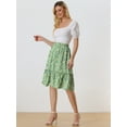 thumbnail image 3 of Falda Floral Fluida Con Volantes En El Dobladillo Para Mujer Verde XS, 3 of 6