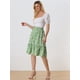 thumbnail image 3 of Falda Floral Fluida Con Volantes En El Dobladillo Para Mujer Verde XS, 3 of 6