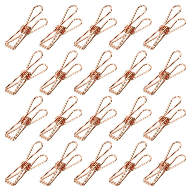 Unique Bargains 100 Pièces Fil Métallique Creux Clips 32mm Mini Liant Pince à Papier Or Rose