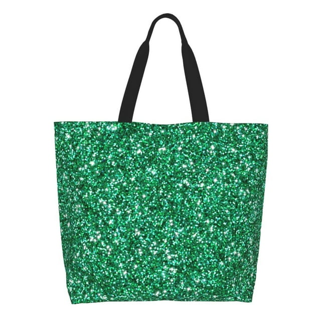 Disketp Green Glitter Bolsa Tote Estampada para Mujer, Bolso de Hombro y de Mano para Compras y Viajes