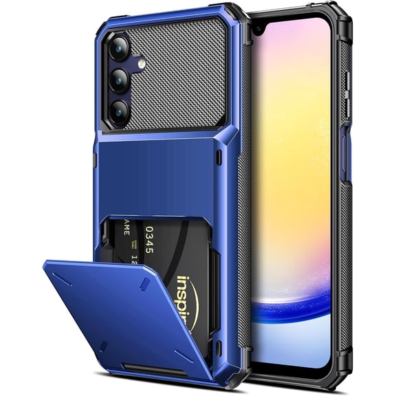 for Samsung Galaxy A15 A25 Case Wallet 5 Credit Card Holder ID Slot Flip Cover Galaxy A15 Wallet Case Back Pocket Dual Layer Protective Hard Shell TPU Rubber Bumper for Samsung A15 & A25