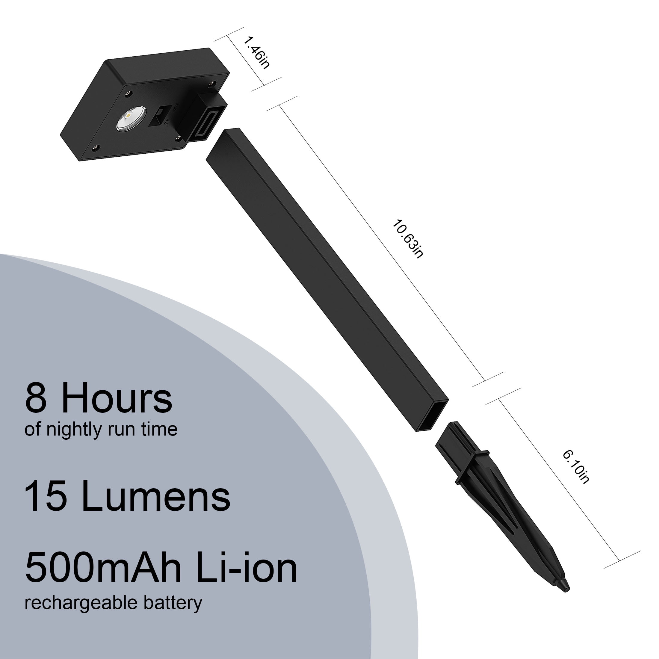 Mainstays Solar Powered Modern Edge Pathway Down Light and Landscape Light, 15 Lumens (6 Count)
