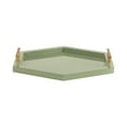 thumbnail image 6 of Kate and Laurel Halsey Decorative Hexagon Tray with Gold Metal Handles, 18 x 16, Green and Gold, Modern Glam Serving Tray with Handles for Living Room Decor, 6 of 9