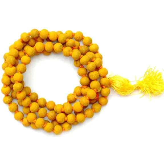 Nuvin New Turmeric / Haldi Mala 108 1 Round Beads for Jaaps