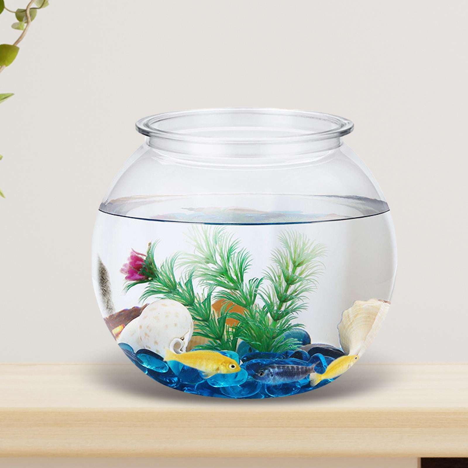 Transparent Small Fish Tank, Fish Bowl Vase Table Round Small Household DIY  Fishes Tank Clear for Desktop Living Room Office table M 