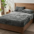 thumbnail image 6 of Velvet Fitted Sheet and Pillowcases Set, Luxury Soft Fuzzy Bottom Sheet with Reinforced Elastic Corner Straps, Deep Pocket up to 15 Inch, 1 Fitted Sheet and 2 Pillowcases (Cal King, Grey), 6 of 17
