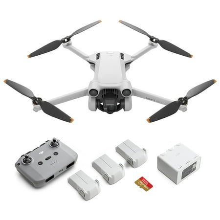 DJI Mini 3 Pro Drone Bundle - Includes: 2 Extra Batteries, Battery Charger, and 128GB microSD