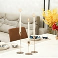 thumbnail image 2 of Set of 3 Gold Metal Candle Holders Modern Candlestick Holiday Table Centerpiece for Romantic Dinner Home Christmas Decor（Golden-B), 2 of 6
