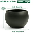 thumbnail image 6 of 21.3" D x 14.8" H Fiberstone Extra Large Planter, Black, 16.6" Pot Opening, Sphere Flower Pot with Drainage Hole, Weather Resistance Indoor/Outdoor Planters, 6 of 8