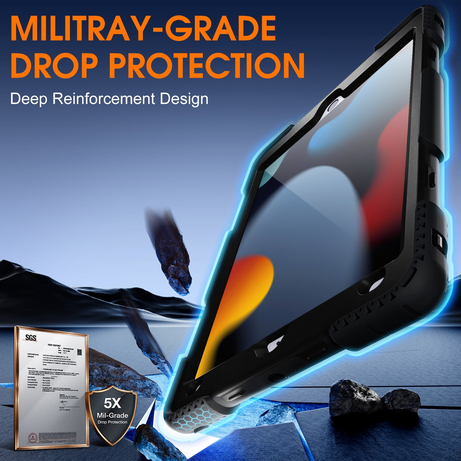 GEAK Compatible with Apple iPad 9th/8th/7th Generation 10.2 inch Case Cover with Screen Protector