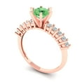 thumbnail image 2 of 1.05ct Round Cut Green Crystal 18k Pink Rose Gold Engraving Statement Bridal Wedding Designer Ring Size 7, 2 of 5