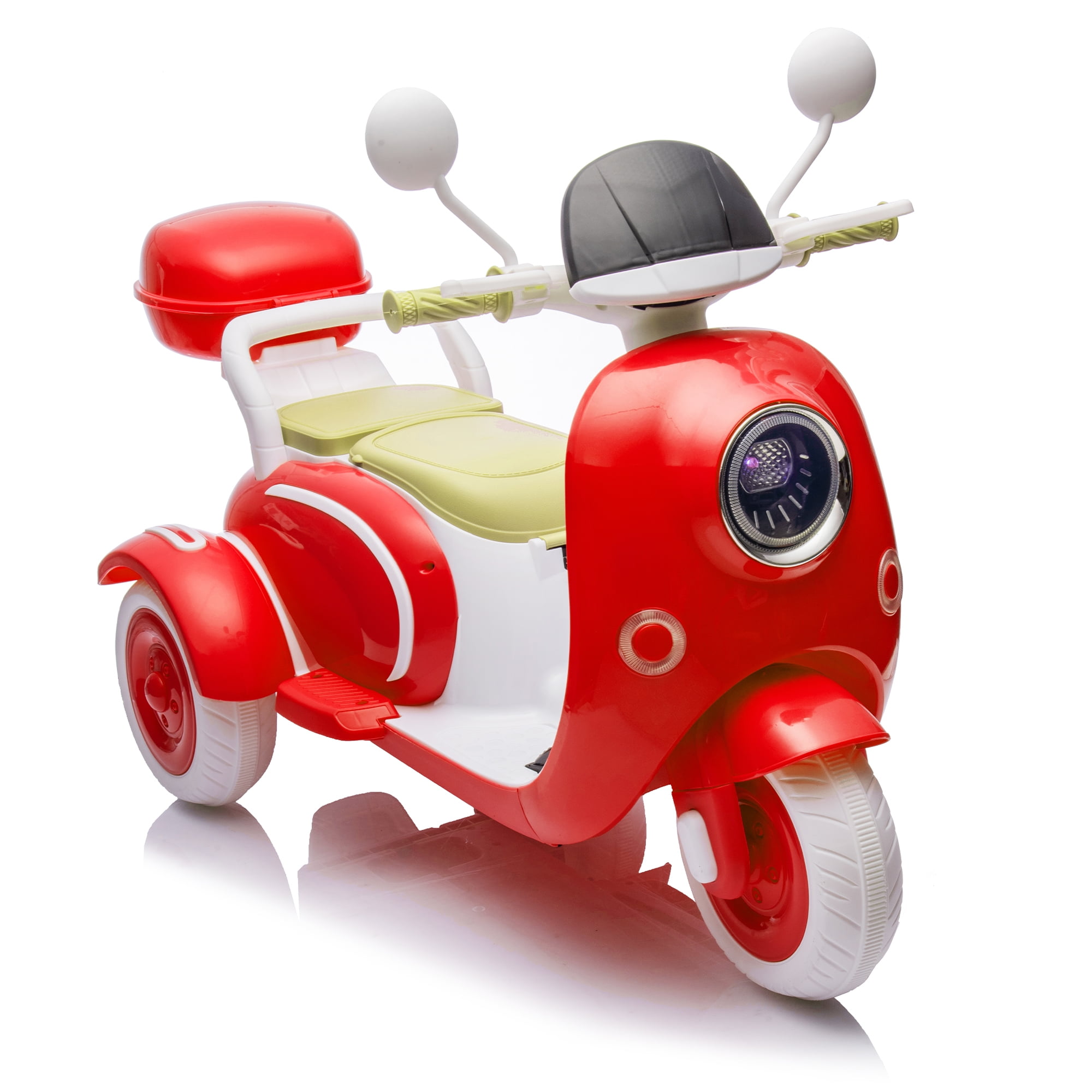 Xuanlur Upgrade 12V 2 Seater Dual Motor Kids Motorcycle, Girls Ride on Toys with Storage Compartments, Slow Start, USB, Bluetooth, Motorcycle for Kids Aged 3+(Red)