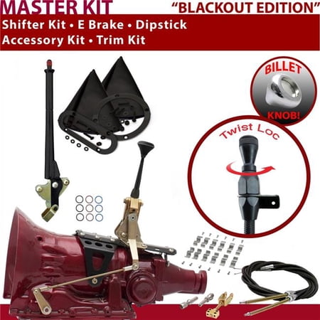 American Shifter TH200 Shifter Kit Black 6 in. E Brake Cable Clamp Trim Kit Dipstick for EC89D