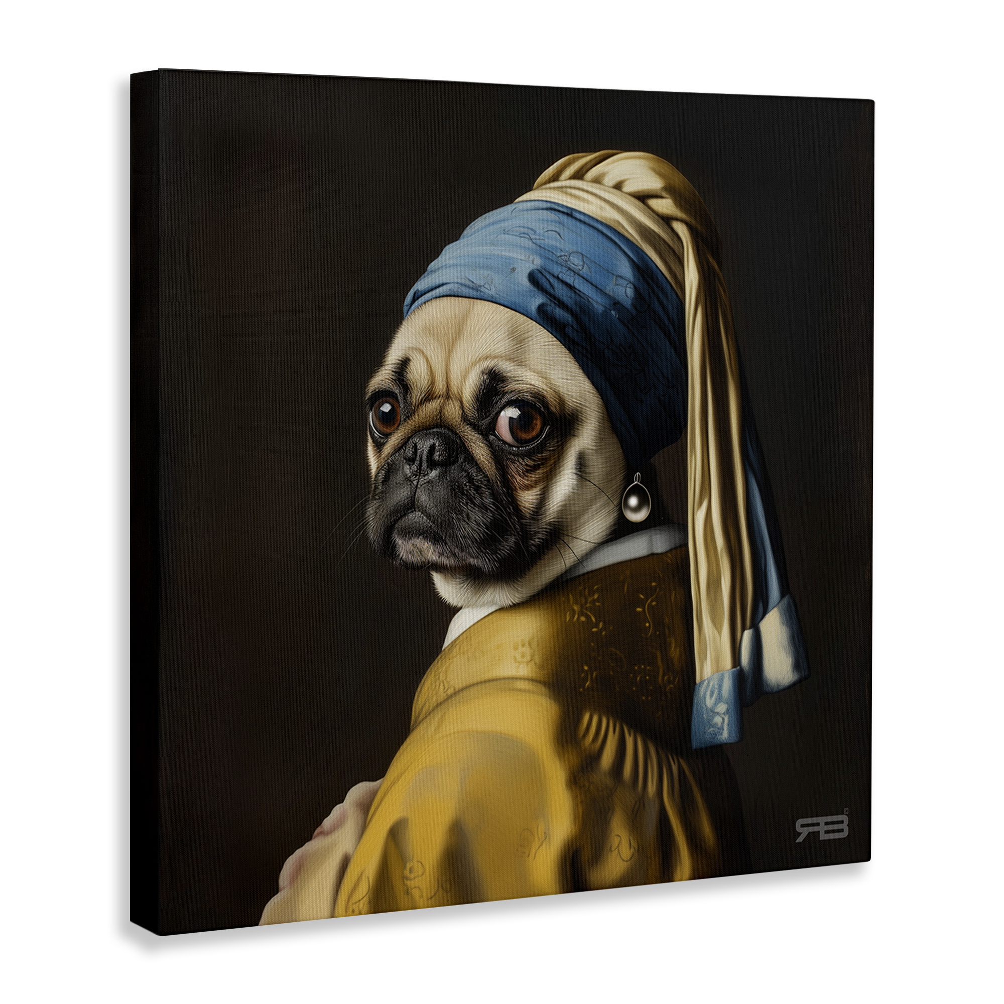 Stupell Industries Pearl Earring Classic Dog Animals & Insects Painting Gallery Wrapped Canvas Art Print Wall Art, 30 x 30