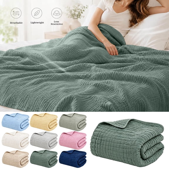 Yeciiwht Soft Gauze Blanket Breathable Lightweight Cotton Muslin Blankets Throw Blanket for Bed, Couch & Sofa, Cozy All-Season Home Blanket 59*51