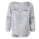 thumbnail image 3 of MHFRRA Blusa de Lino con Hombros descubiertos y Ribete de Encaje para Mujer, Elegante y Cómoda. Gris, 3 of 3